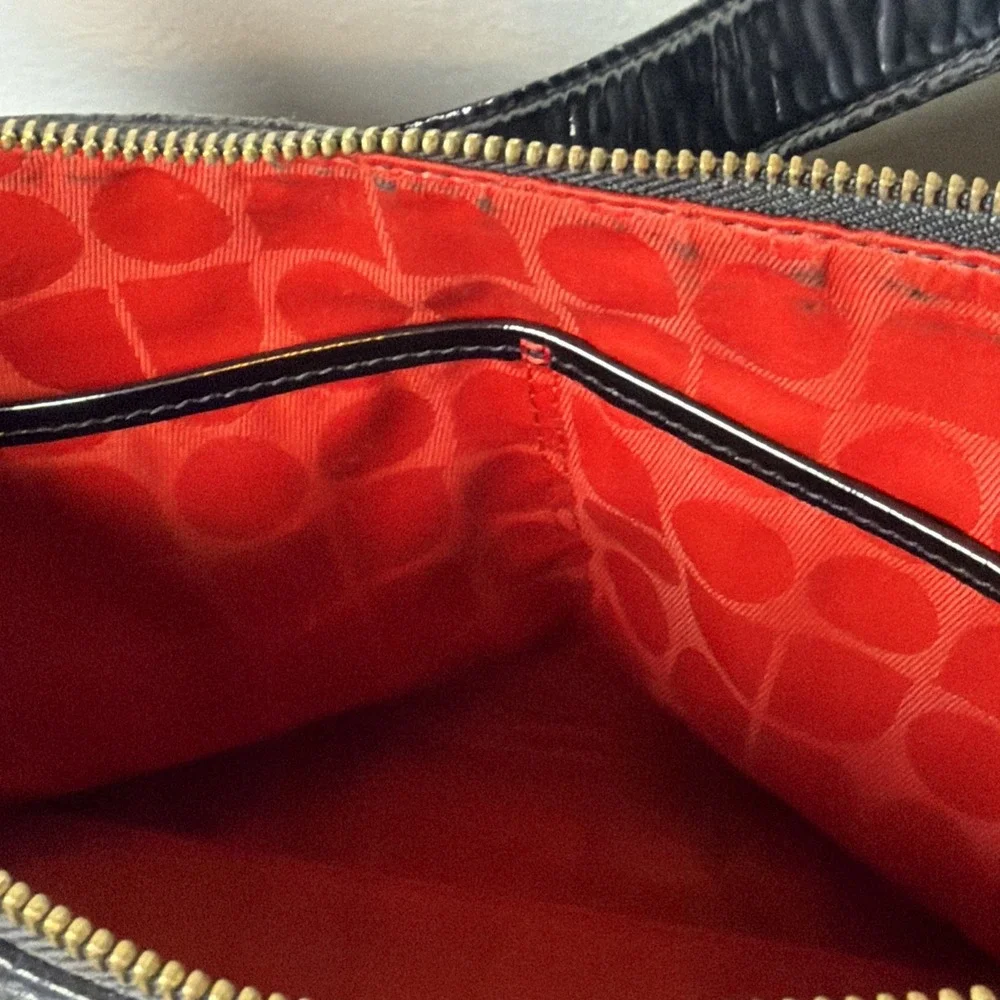 Vintage Kate Spade Shoulder Bag Black Genuine Leather Purse Patent Leather